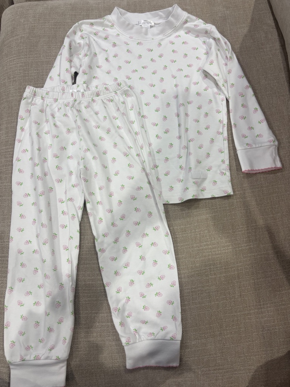 Kids White Pajama Set with Pink Floral Print